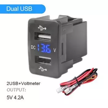 Двойной USB 4.2A автомобильный USB-адаптер для зарядного устройства со светодиодным вольтметром 60 см кабель для новой Honda Auto Boat 12 В 24 В