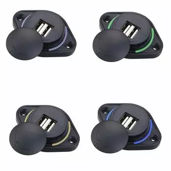 Двойной USB 5V 3.1A автомобильный зарядный адаптер круглой формы водонепроницаемый разъем адаптер питания переключатель для зарядки мотоцикла автофургона круизного судна красный