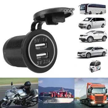 Двойной USB-адаптер для зарядного устройства 12-24 В для автомобильной розетки 3,1 А для морского мотоцикла и грузовика