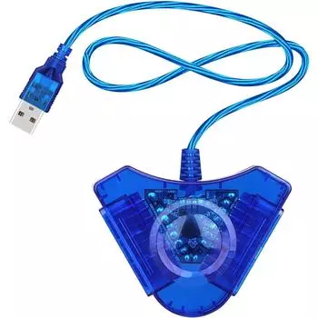 Двойной USB-адаптер, кабель-конвертер для Sony PlayStation 1/2 PS One PSX, проводной контроллер, геймпад, джойстик для ПК, ноутбука 8.5*7cm синий