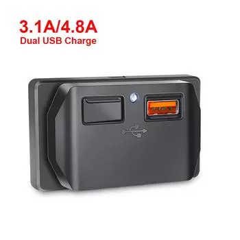 Двойной USB автомобильный разъем для зарядного устройства 3.1A 4.8A 12V 24V для мотоцикла, автомобиля, грузовика, квадроцикла, лодки, автофургона, автобуса, адаптер питания, розетка со светодиодной подсветкой