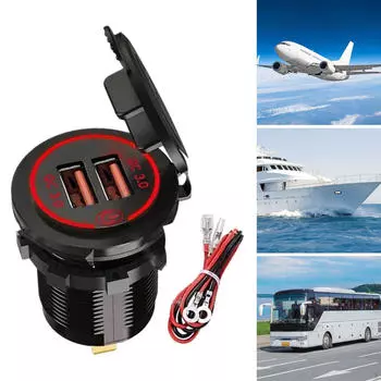 Двойной USB автомобильный разъем для зарядки, быстрая зарядка для морского грузовика Blue Light