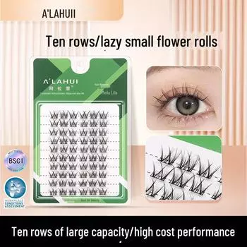 «Двойной V-образный завиток в виде натурального цветка, густые европейские и американские ресницы в стиле комиксов — один пучок для создания дикого естественного образа» 10 rows of small flower rolls