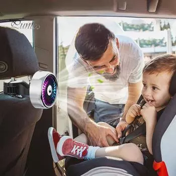 Двойной вентилятор охлаждения заднего сиденья автомобиля с цветной светодиодной подсветкой, 3 скорости, тихая вентиляция, простая установка, вентилятор сиденья автомобиля, вентилятор грузовика RV