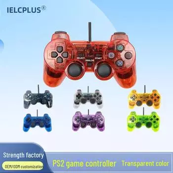 Двойной вибрационный прозрачный PS2 проводной контроллер Snowflake null