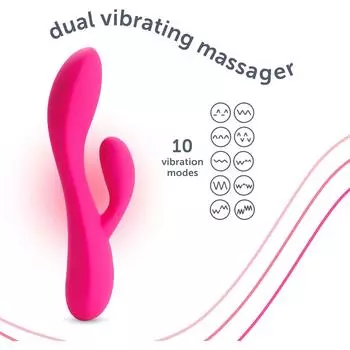 Двойной вибратор-кролик, персональный массажер, 10 настроек вибрации, безопасный для тела силикон, водонепроницаемый, зарядка от USB, для женщин и мужчин