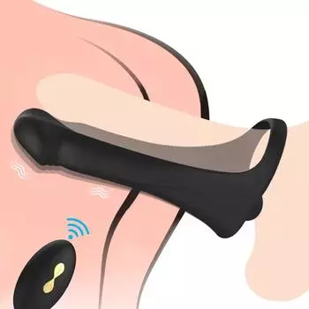 Двойной вибрирующий дилдо-кольцо для пениса с дистанционным управлением, вибратор для пениса, 10 режимов, стимулятор точки G для женского клитора, секс-игрушки для взрослых