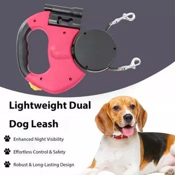 Двойной выдвижной поводок для собак, двухголовый выдвижной поводок для прогулок, не допускающий запутывания, трос для двух собак весом до 50 фунтов синий