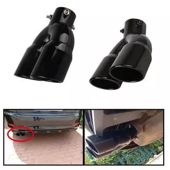 Двойной выпускной двойной ствол задний выхлопной наконечник глушитель выхлопная труба нержавеющая сталь универсальные автомобильные аксессуары 63 мм автомобильный вход чёрный