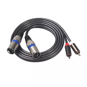 # Двойной XLR-штекер на двойной RCA-штекер аудиокабель черный провод-адаптер