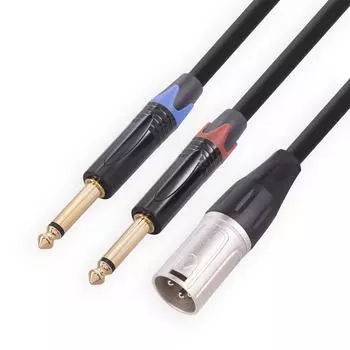 Двойной Y-образный кабель-адаптер с разъемом 1/4 дюйма на XLR Male для микшера 1 meter чёрный