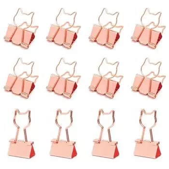 Двойной зажим в форме кошки 19 мм маленький 12 штук зажим в форме кошки металлический зажим для бумаг организация документов офисные принадлежности офис милый розовое золото