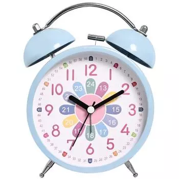Двойной звонок Детский будильник Время Учитель Спальня Настольные часы Бесшумные не тикающие офисные часы с ночником A розовый
