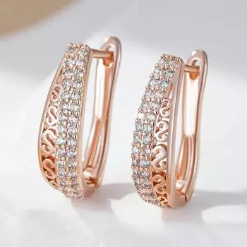 Двойные циркониевые золотые серьги-подвески с текстурой для женщин, винтажная мода, английские серьги-застежки, свадебные вечеринки, индивидуальные женские украшения