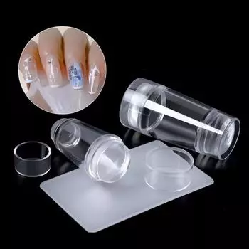 Двойные головки, чистый прозрачный силиконовый штамп для дизайна ногтей, скребок для полировки, печать, перенос дизайна, зефирный штамп для ногтей