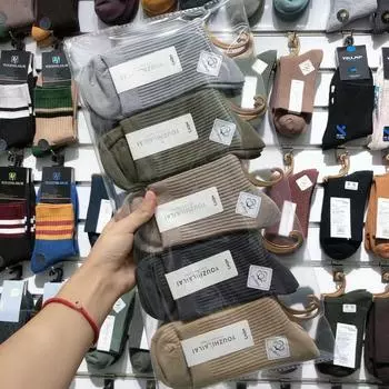 Двойные игольные мужские средние носки-трубы однотонные хлопковые носки мужские хлопковые однотонные цветные гребенные хлопковые высокие мужские носки-трубы рынок Average Size