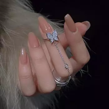 Двойные кольца-цепочки на палец для женщин, комплект колец с кисточками, бабочкой, крестом, кольца в стиле панк, ювелирные изделия, женская мода, ювелирные изделия в стиле хип-хоп