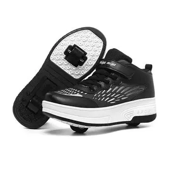 Двойные колеса Runaway Shoes Новые Взрослые Дети Съемные Блоки Shoes Невидимые Коньки 30 чёрный