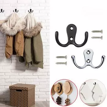 Двойные крючки для подвешивания, настенная/дверная вешалка/шурупы, античная бронза, держатель для пальто/ключа/сумки/полотенца/шляпы/маски, крючки для подвешивания 1PCS