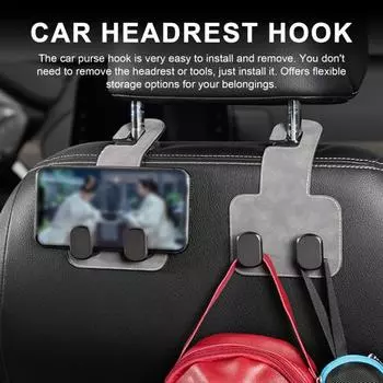 Двойные крючки на спинку автомобильного сиденья, универсальные скрытые многофункциональные крючки для подголовников, прочные несущие, простые в установке автомобильные вешалки для хранения чёрный