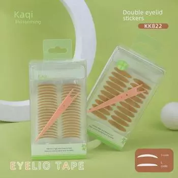Двойные кружевные наклейки для век Kaqi Duoduo, натуральный оттенок кожи, невидимый сетчатый узор, форма полумесяца, 100 пар - модель KK822