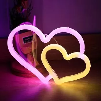 Двойные неоновые вывески Love с основанием, светодиодный атмосферный свет, настенный светильник, для дня рождения, вечеринки, киберспортивной комнаты, Хэллоуина, рождественского декора