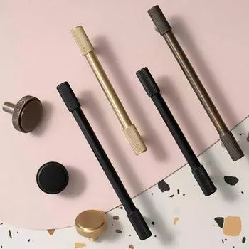 Двойные отверстия Рифленая фурнитура Дверная ручка-скоба Ручка для двери шкафа Ручки для ящиков S золотой