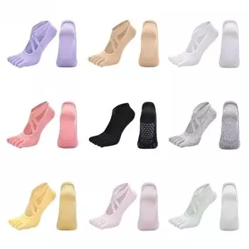Двойные перекрещенные ремни, носки для йоги с пятью пальцами, женские носки для балета, танцев, аэробики, прыжков на батуте, пилатеса, носки для фитнеса в помещении, спортивные носки