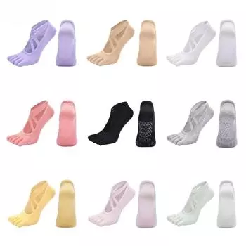 Двойные перекрещенные ремни, носки для йоги с пятью пальцами, женские носки для балета, танцев, аэробики, прыжков на батуте, пилатеса, носки для фитнеса в помещении, спортивные носки eur 35-42 бежевый