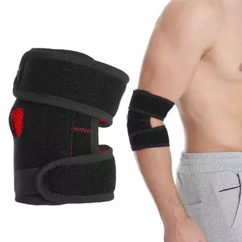 Двойные пружины Поддержка локтя Налокотники Спорт Фитнес Защита локтя Предотвращение столкновений Регулируемая поддержка Защита руки чёрный