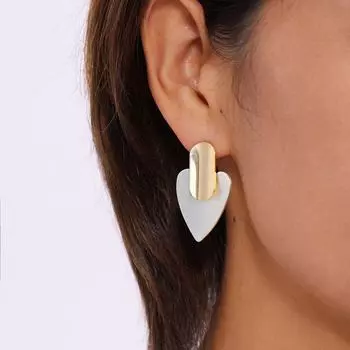 «Двойные серьги-гвоздики с матовой отделкой в форме сердца» TE02193