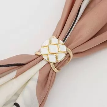 Двойные слои шарфы шали пряжка полые ювелирные изделия аксессуары женщина white-b