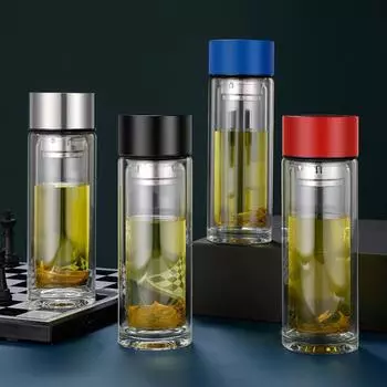 Двойные стеклянные чашки Деловые чайные чашки Мужские чайные чашки Деловые чайные чашки 320ml красный