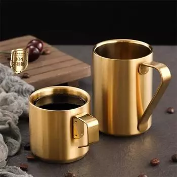 Двойные стенки антиобжигающая кофейная кружка с ручкой из нержавеющей стали для кемпинга металлические пивные кружки изолированные портативные стаканы для питьевой воды 150-280ml