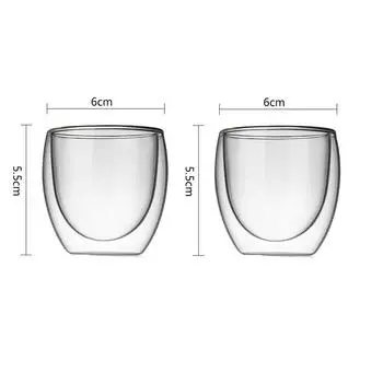 Двойные стенки чашки Кружки для кофе эспрессо Термостакан Прозрачный стакан для молока Чай Кофе Латте Чашки Посуда Стаканы 2pcs
