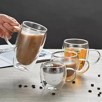 Двойные стенки стеклянной чашки теплоизоляция прозрачные чашки для чая ручной работы мини-стаканы для виски кружка для кофе эспрессо посуда инструмент 1Pcs