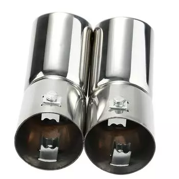 Двойные трубы выхлопных труб из нержавеющей стали, глушитель серебряный