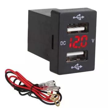 Двойные USB-порты, дисплей напряжения, быстрое автомобильное зарядное устройство для Toyota New Corolla Ralink красный