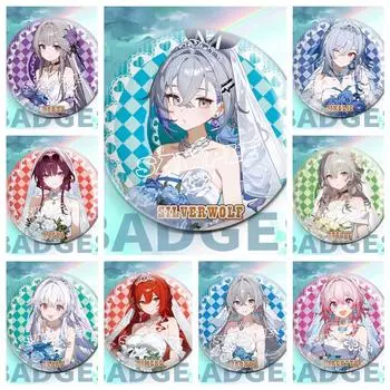 Двойные значки Star Rail размером 58/75 мм с изображением Цзинлю, Серебряного Волка, Клары, Кафки и 7 марта в свадебном платье идеально подходят в качестве значков Cos 58mm