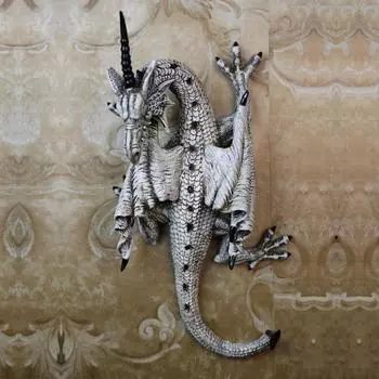 Двор с поднятой головой и хвостом летящего дракона Садовые украшения Украшение сада и дома Забавные украшения Изделия из смолы бронзовый