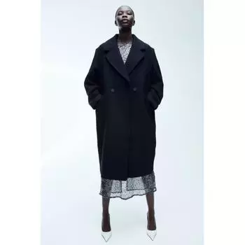Двубортное пальто HM черное