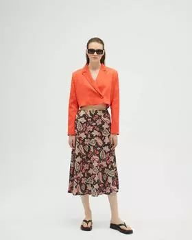 Двубортный оранжевый укороченный пиджак