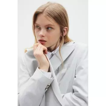 Двубортный пиджак HM Oversized Светло-серый