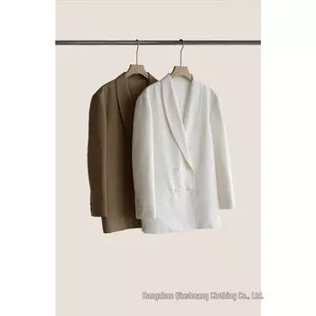 Двубортный свободный пиджак с воротником-шалью - новый китайский стиль Small