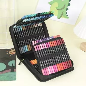 Двуглавая акварельная ручка, набор ручек для рисования с мягкой головкой, экологически чистый и моющийся художественный крючок и линейная ручка, расходные материалы для рисования