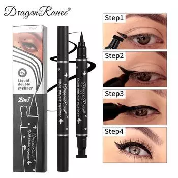 Двуглавая подводка для глаз с уплотнением Mark Pen Подводка для глаз с треугольным уплотнением Ручка-подводка для глаз с ленивым уплотнением 2-в-1 1pcs