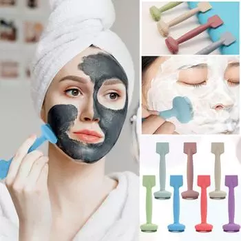 Двуглавая силиконовая щетка для маски для лица, силиконовый аппликатор для маски для лица Щетка для маски для лица Силиконовая щетка для чистки лица для маски из грязевого угля One Size синий