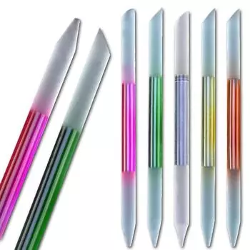 Двуглавая стеклянная пилочка для ногтей 3 в 1, маникюрная палочка, толкатель для кутикулы, удаление омертвевшей кожи, сглаживание края ногтя, инструмент для маникюра и педикюра оранжевый