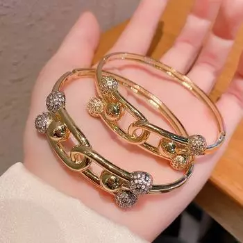 Двуглавый браслет с инкрустацией цирконием, браслет с медным цирконием, простой и нишевый креативный браслет 17CM