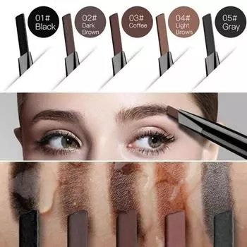 Двуглавый карандаш для бровей, водостойкий, натуральный, долговечный, устойчивый к поту карандаш для бровей чёрный